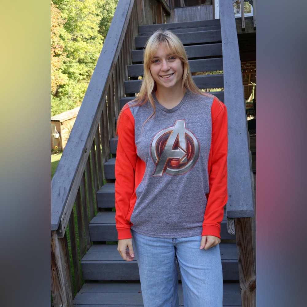 Gray and Red Avengers Long Sleeve Shirt